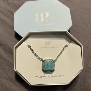 BP Sparkiling Blue Topaz Ice Crystal Necklace with Rhodium Chain